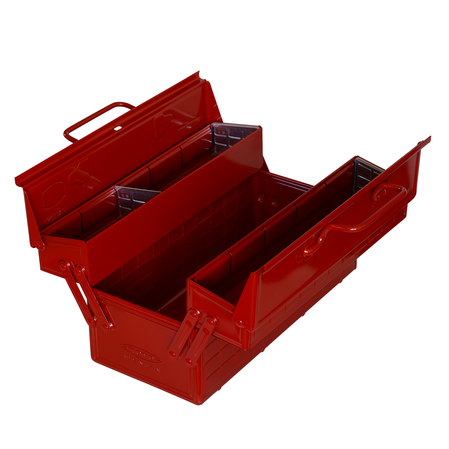Folding Pressed Steel Toolbox - Red