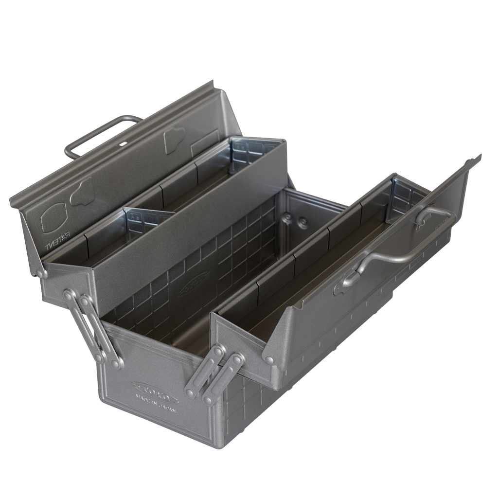 Folding Pressed Steel Toolbox - Silver